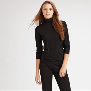 black silk turtleneck blouse